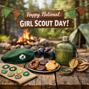 Happy National Girl Scout Day greeting card