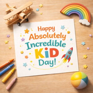Happy Absolutely Incredible Kid Day greeting card