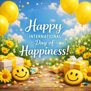 Happy International Day of Happiness greeting card