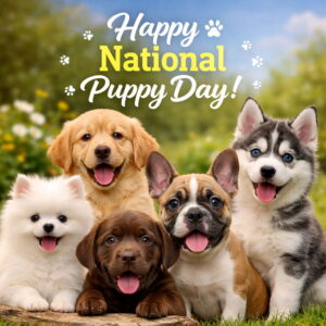 Happy National Puppy Day greeting card