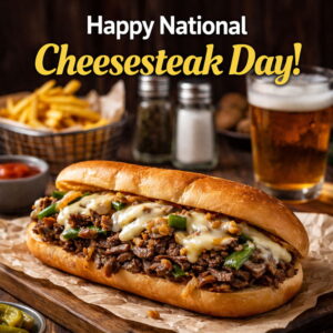 Happy National Cheesesteak Day greeting card