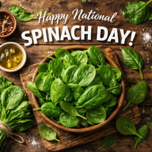 Happy National Spinach Day greeting card