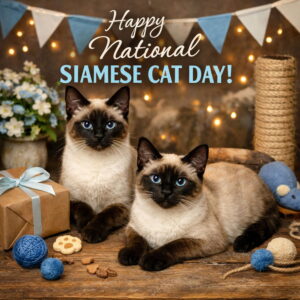 Happy National Siamese Cat Day greeting card