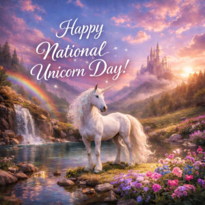 Happy National Unicorn Day greeting card
