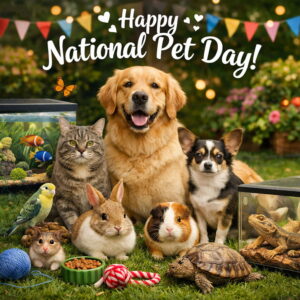 Happy National Pet Day greeting card