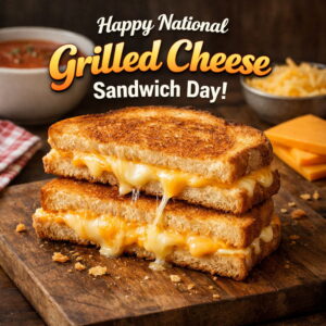 Happy National Grilled Cheese Sandwich Day greeting card