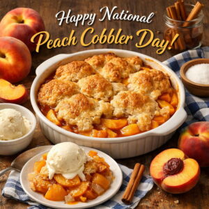 Happy National Peach Cobbler Day greeting card