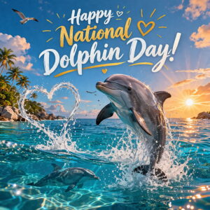 Happy National Dolphin Day greeting card