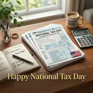 Happy National Tax Day greeting card
