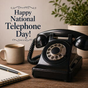 Happy National Telephone Day greeting card