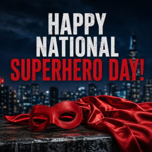 Happy National Superhero Day greeting card
