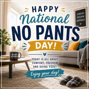 Happy National No Pants Day greeting card