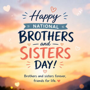Happy National Brothers and Sisters Day greeting card