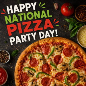 Happy National Pizza Party Day greeting card