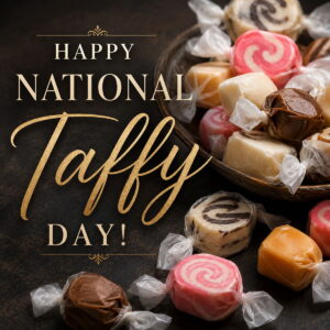Happy National Taffy Day greeting card