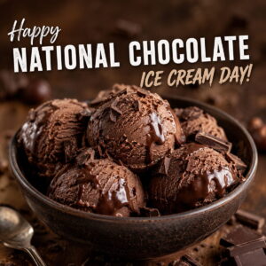 Happy National Chocolate Ice Cream Day greeting card
