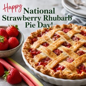 Happy National Strawberry Rhubarb Pie Day greeting card