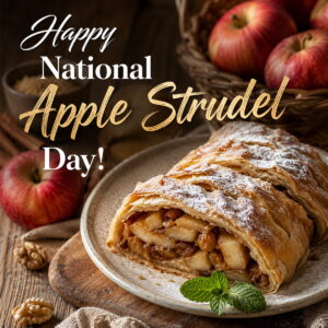 Happy National Apple Strudel Day greeting card