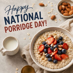 Happy National Porridge Day greeting card