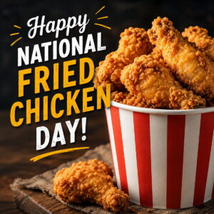 Happy National Fried Chicken Day greeting card
