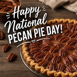 Happy National Pecan Pie Day greeting card