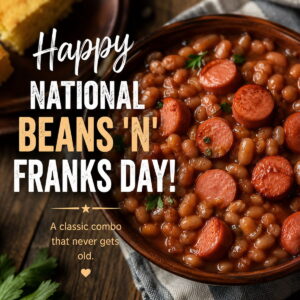 Happy National Beans 'n' Franks Day greeting card