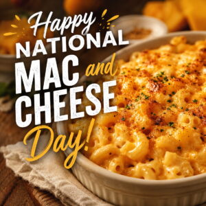 Happy National Mac and Cheese Day greeting card
