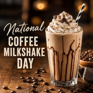 Happy National Coffee Milkshake Day greeting card