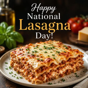 Happy National Lasagna Day greeting card