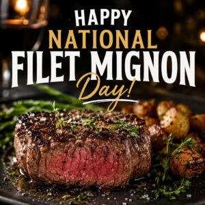 Happy National Filet Mignon Day greeting card