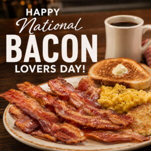 Happy National Bacon Lovers Day greeting card