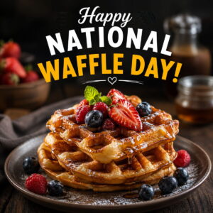 Happy National Waffle Day greeting card