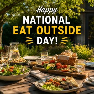 Happy National Eat Outside Day greeting card