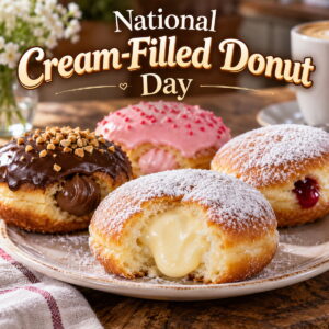 Happy National Cream-Filled Donut Day greeting card